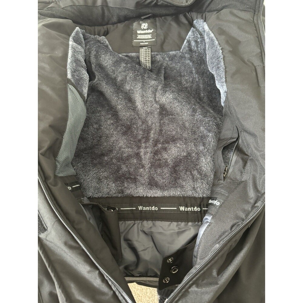 Wantdo Men Ski Coat L Warm Winter Snow Hood Snowboarding Black New No Tags - Picture 8 of 13